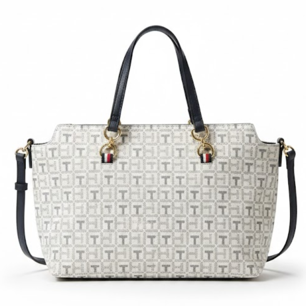 Tommy Hilfiger Jacquard Amelia Satchel Shoulder Bag women - NVYWHT - Nany-White