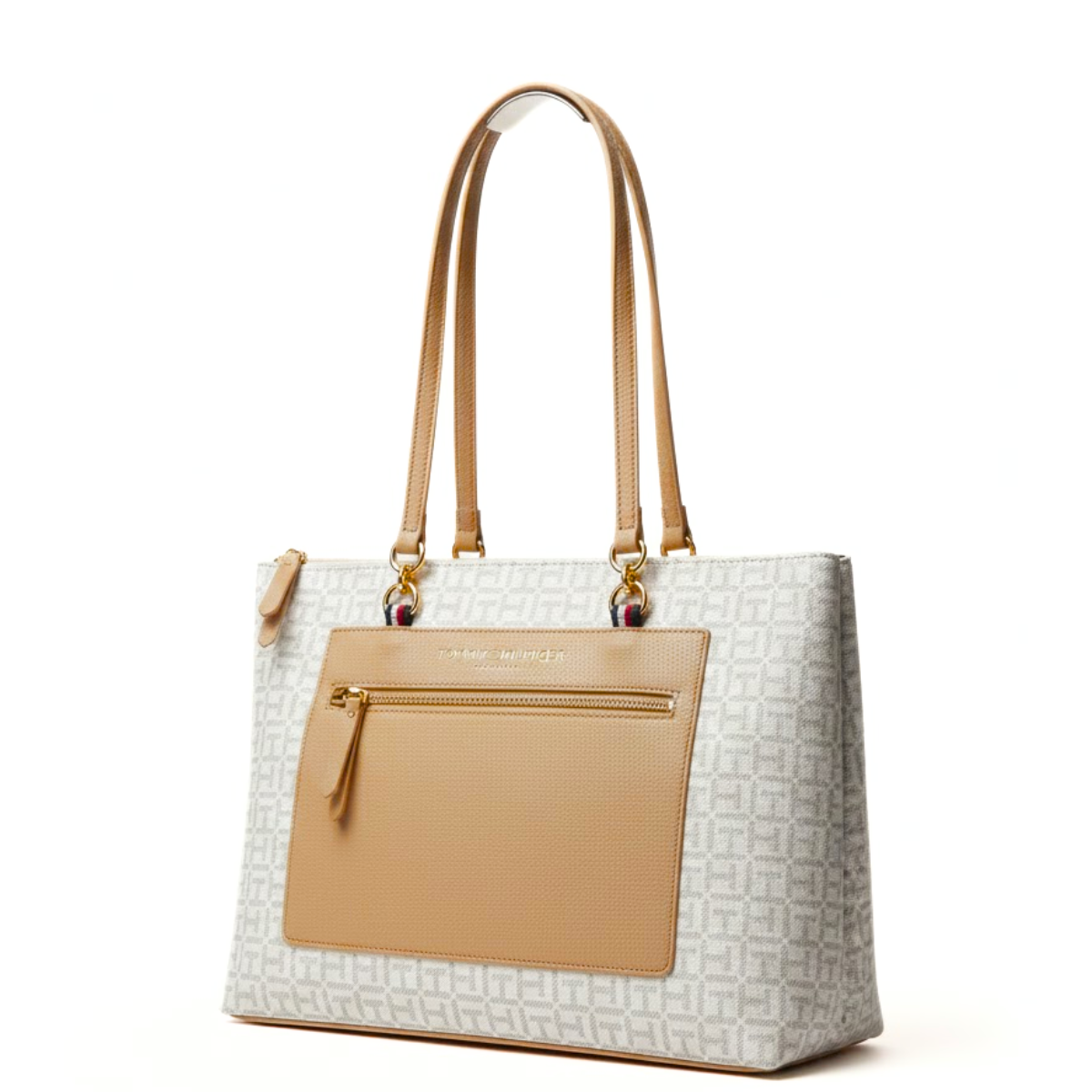 Tommy Hilfiger Jacquard Amelia Satchel Shoulder Bag women - TANWHT - Tan-White