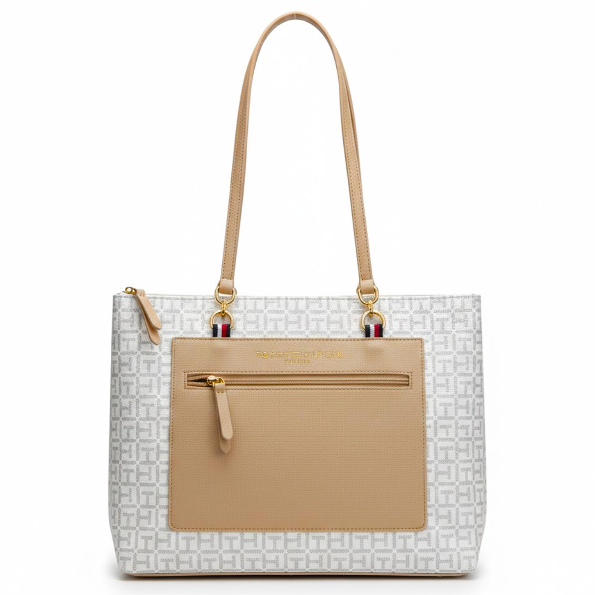 Tommy Hilfiger Jacquard Amelia Satchel Shoulder Bag women - TANWHT - Tan-White