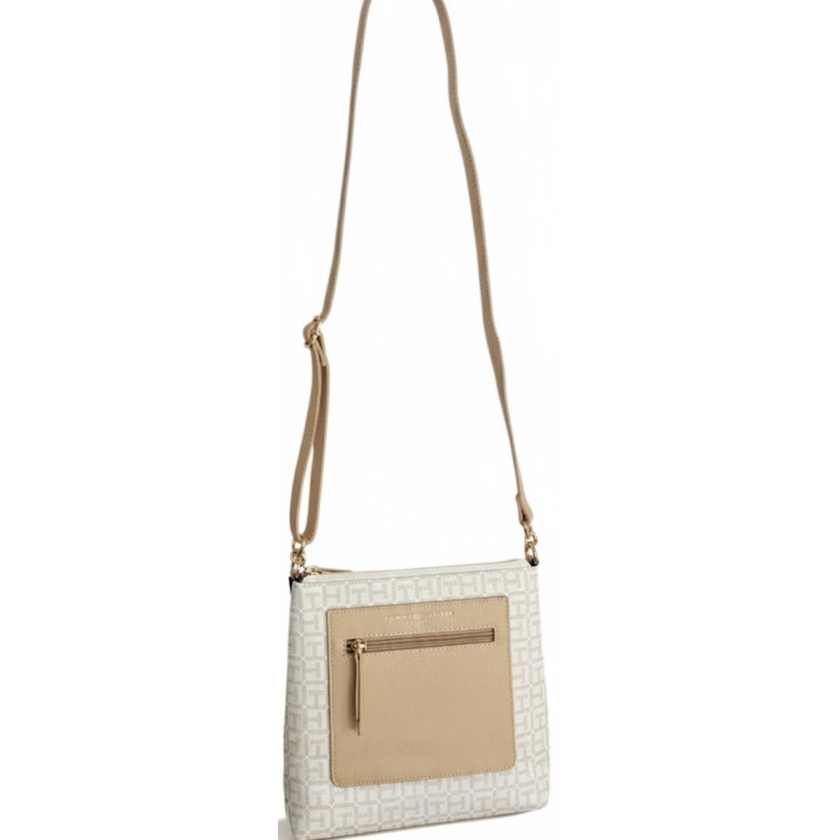 Tommy Hilfiger Jacquard Amelia Small Satchel Crossbody Bag - BEGWHT - Beige-White