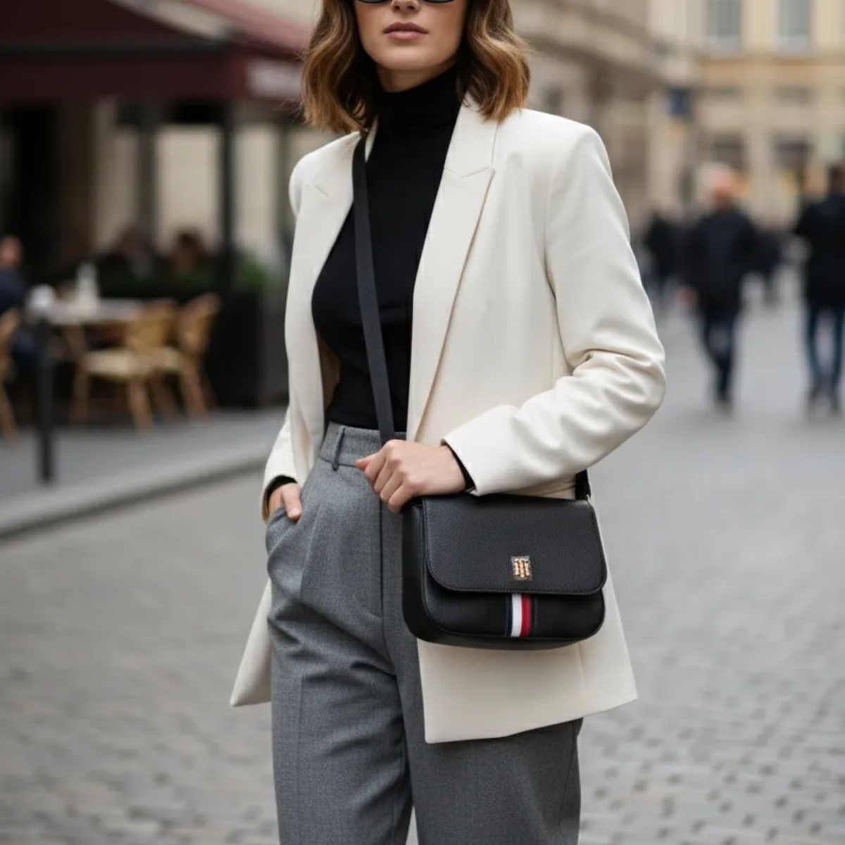 Tommy Hilfiger Jacquard Flap crossbody Bag women - BLK - White