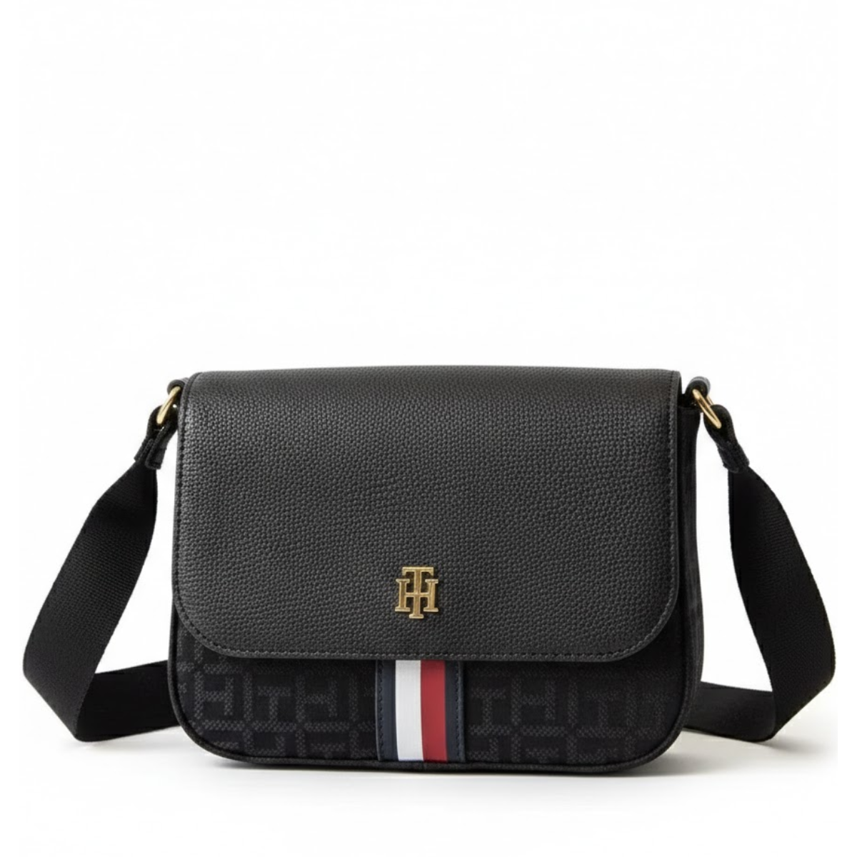 Tommy Hilfiger Jacquard Flap crossbody Bag women - BLK - White
