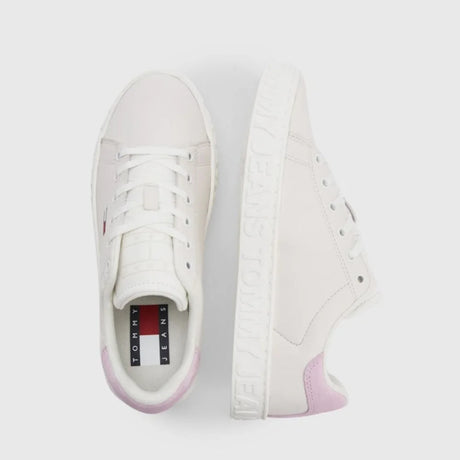 Tommy Hilfiger Jeans Cool Backtab Leather Sneaker Women - WHT - Shoes