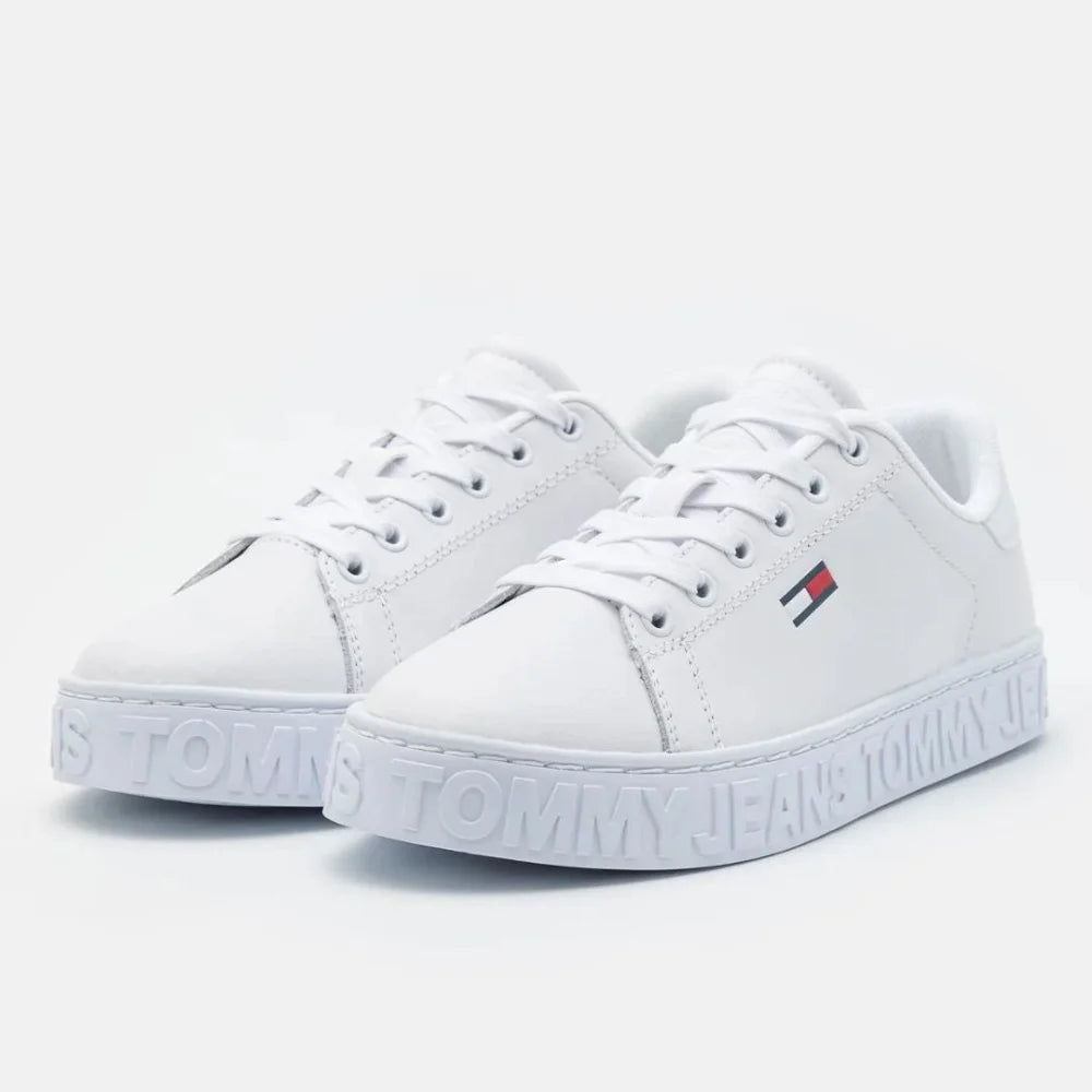 Tommy Hilfiger Jeans Cool ESS Leather Sneaker Women - WHT - Shoes