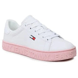 Tommy Hilfiger Jeans Cool ESS Leather Sneaker Women - WHTPNK - White / 36 - Shoes