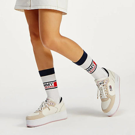 Tommy Hilfiger Jeans Iconic Flatform Cupsole Trainers Women’s - OFFWHTPNK