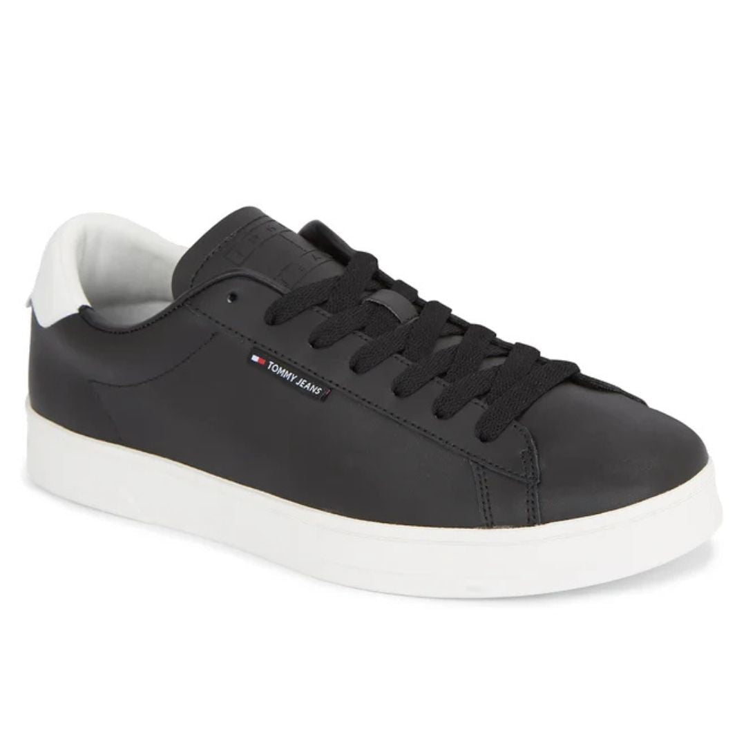 Tommy Hilfiger Jeans Leather Low Cupsole EM0EM01374-BLK - Black / 42