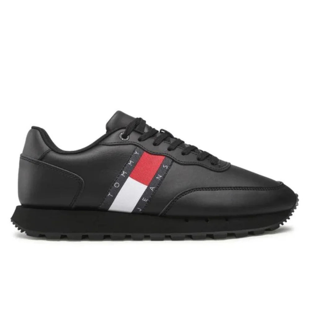 Tommy Hilfiger Jeans Leather Runner ESS Men EM0EM00898-BLK - Black / 40 / D - Medium - Shoes