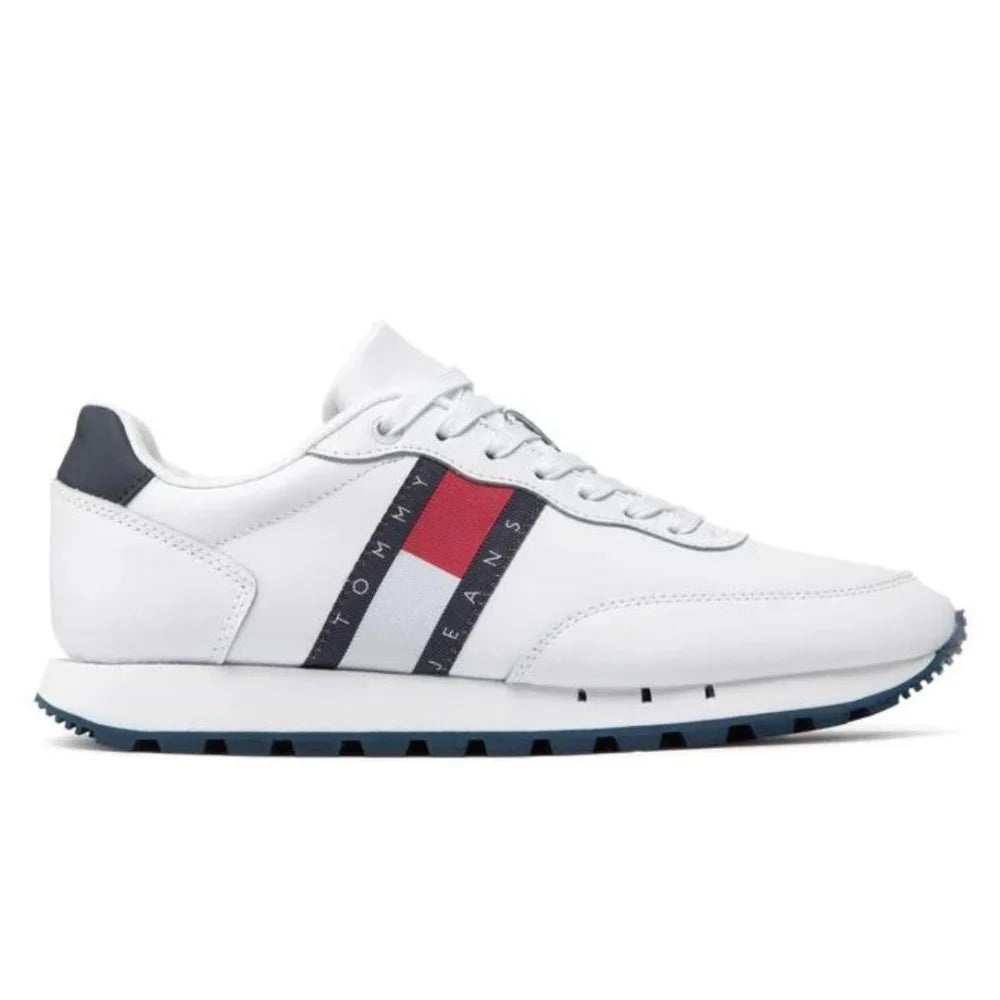 Tommy Hilfiger Jeans Leather Runner ESS Men EM0EM00898-WHT - White / 40 / D - Medium - Shoes