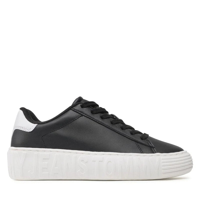 Tommy Hilfiger Jeans New Cupsole Leather Sneaker Women - BLK - Shoes