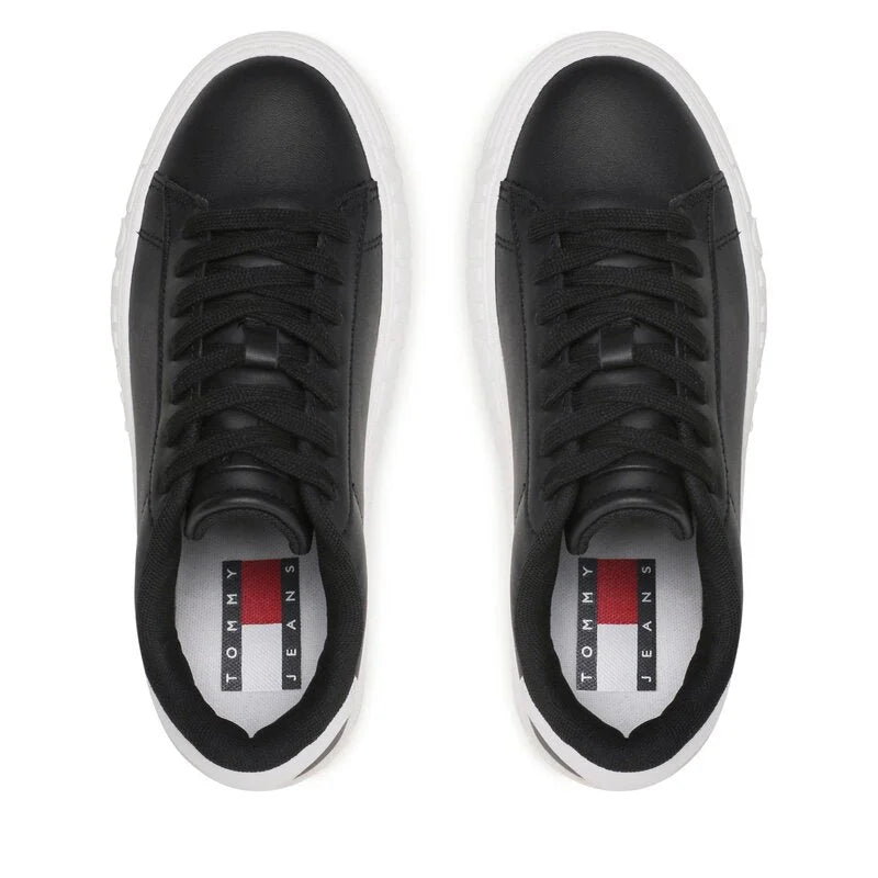 Tommy Hilfiger Jeans New Cupsole Leather Sneaker Women - BLK - Shoes