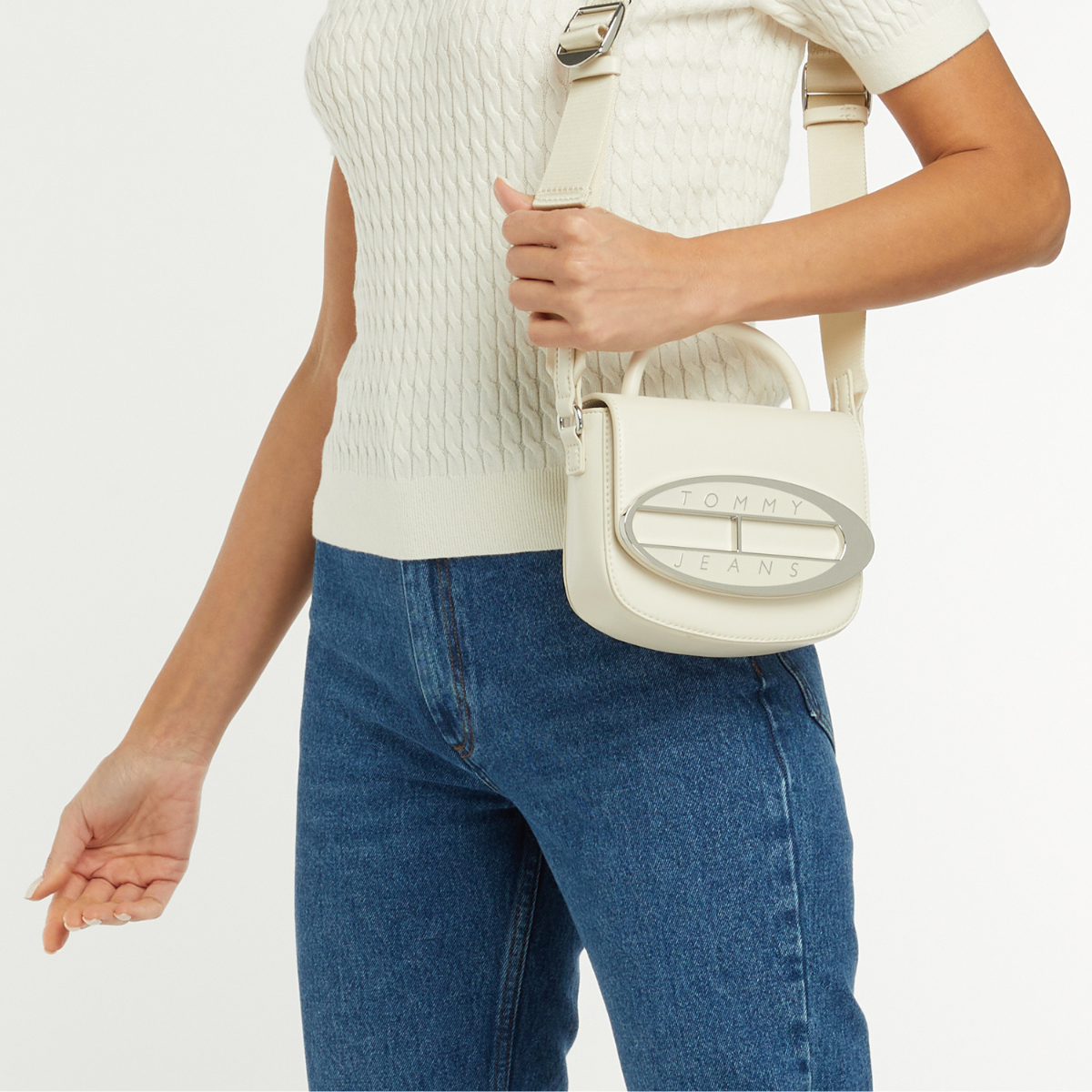 Tommy Hilfiger Jeans Origin Plaque Crossover Bag - WHT - White