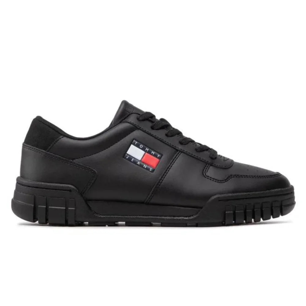 Tommy Hilfiger Jeans Retro Leather Cupsole ESS Men EM0EM01068-BLK - Black / 40 / D - Medium - Shoes