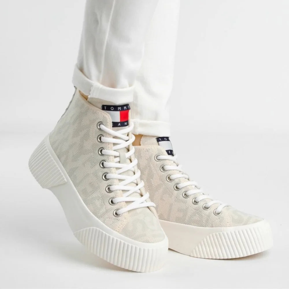 Tommy Hilfiger Jeans VULC Knitted MC Sneakers Women - BEG - Shoes