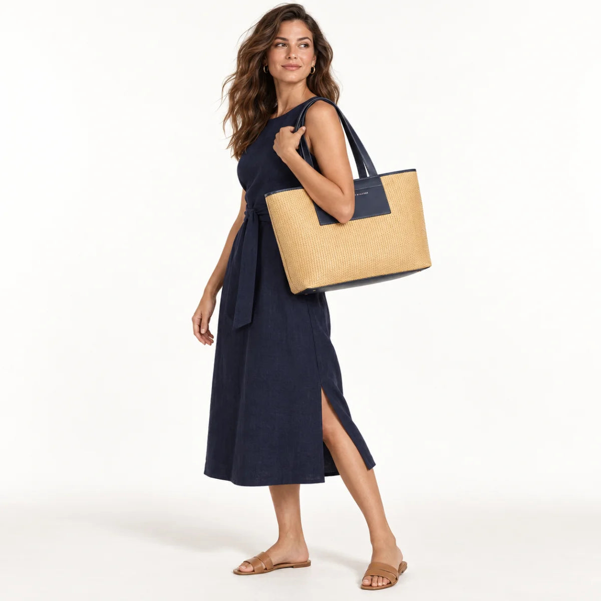 Tommy Hilfiger Keaton II Straw Tote Women - NVY-TB122 - Navy