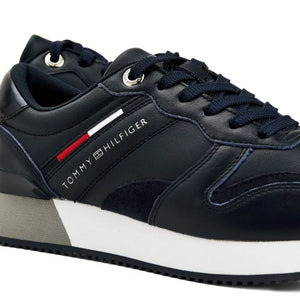 Tommy Hilfiger Leather Signature Cleat Trainers - NVY