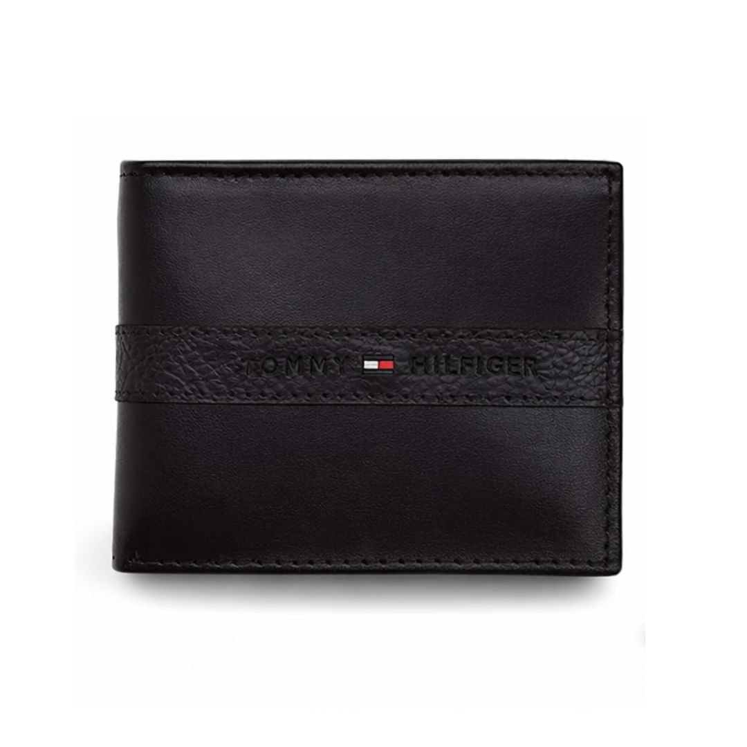 Tommy Hilfiger Leather Slim Bifold With Coin Pocket Wallet Men - BLK - Black