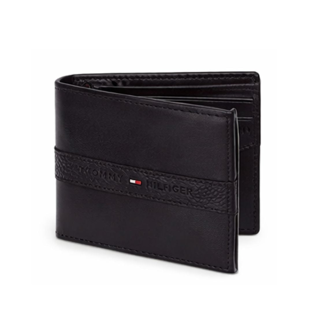 Tommy Hilfiger Leather Slim Bifold With Coin Pocket Wallet Men - BLK - Black