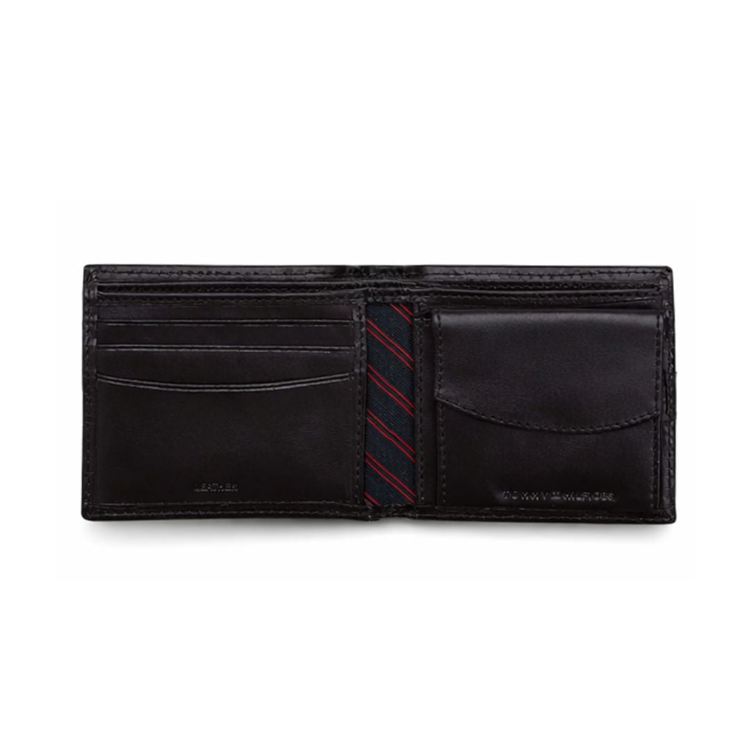 Tommy Hilfiger Leather Slim Bifold With Coin Pocket Wallet Men - BLK - Black