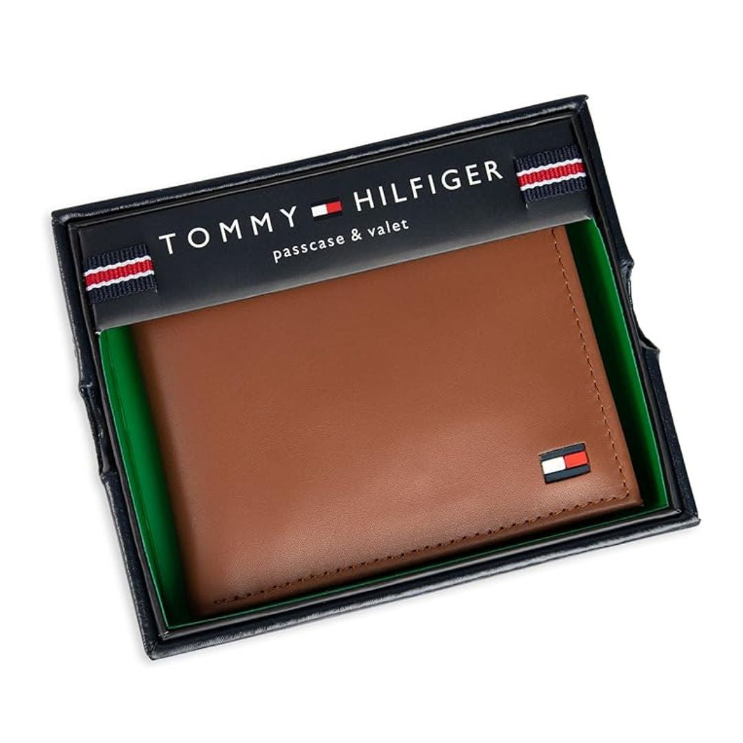 Tommy Hilfiger Leather Wallet Slim Bifold Men - TAN - Tan