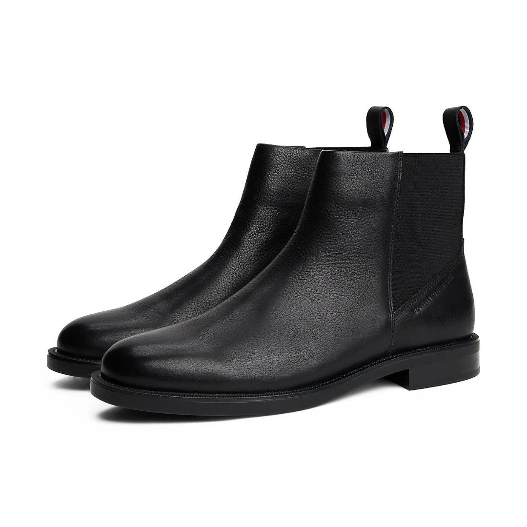 Tommy Hilfiger Leather Warm Lined Zip-Up Chelsea Boots Men - BLK - Black / 42