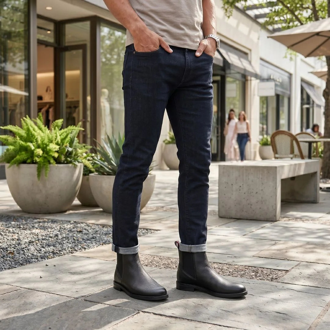 Tommy Hilfiger Leather Warm Lined Zip-Up Chelsea Boots Men - BLK