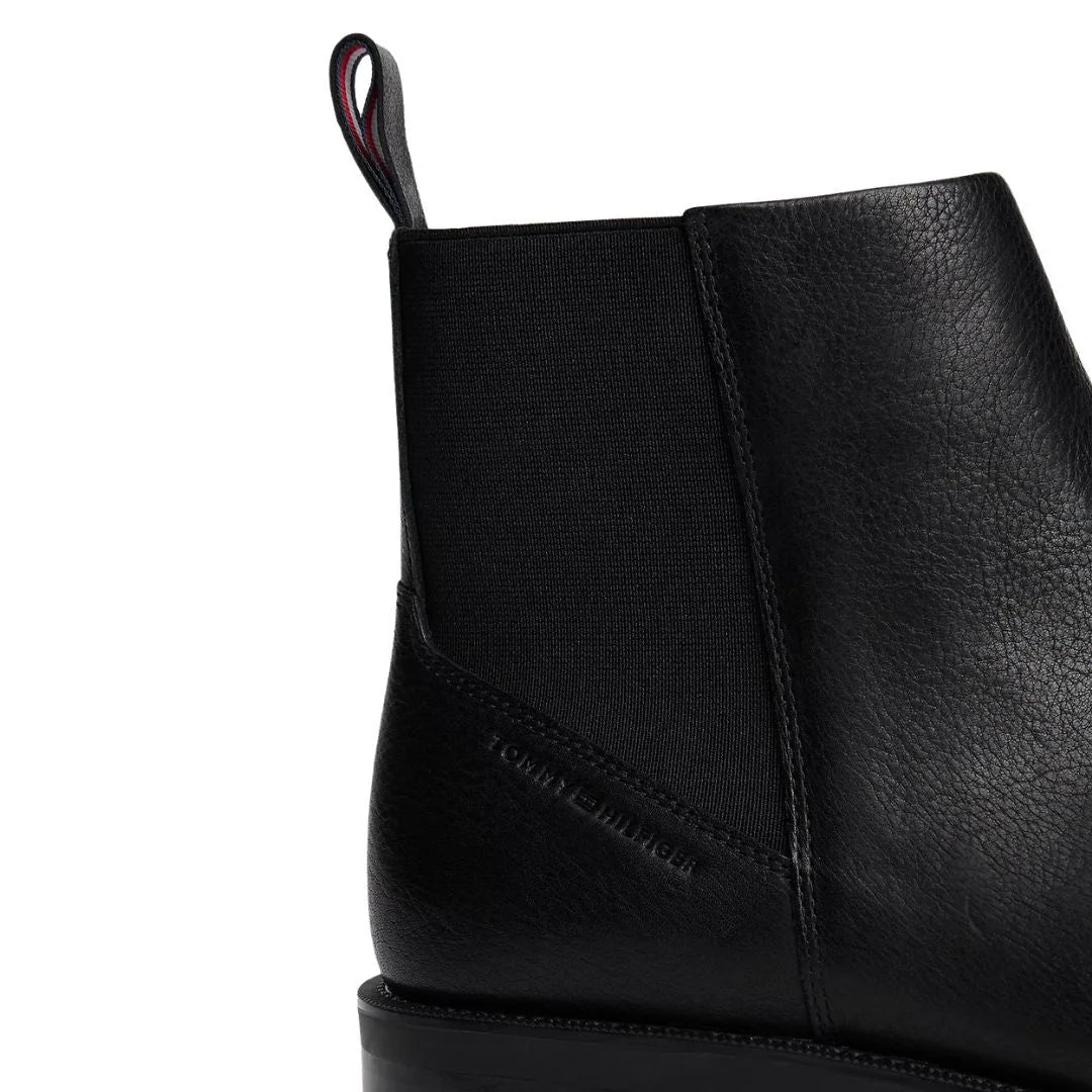 Tommy Hilfiger Leather Warm Lined Zip-Up Chelsea Boots Men - BLK