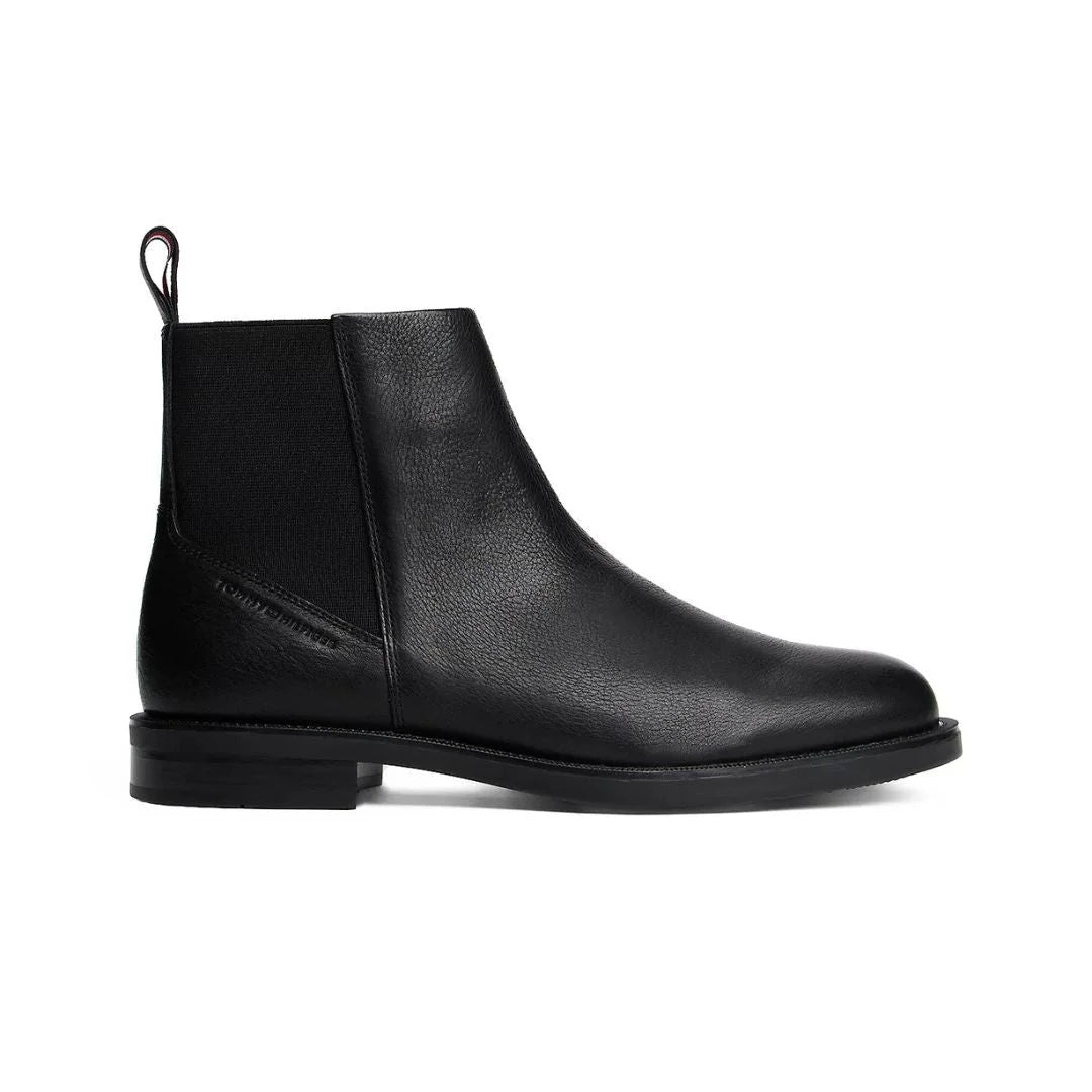 Tommy Hilfiger Leather Warm Lined Zip-Up Chelsea Boots Men - BLK
