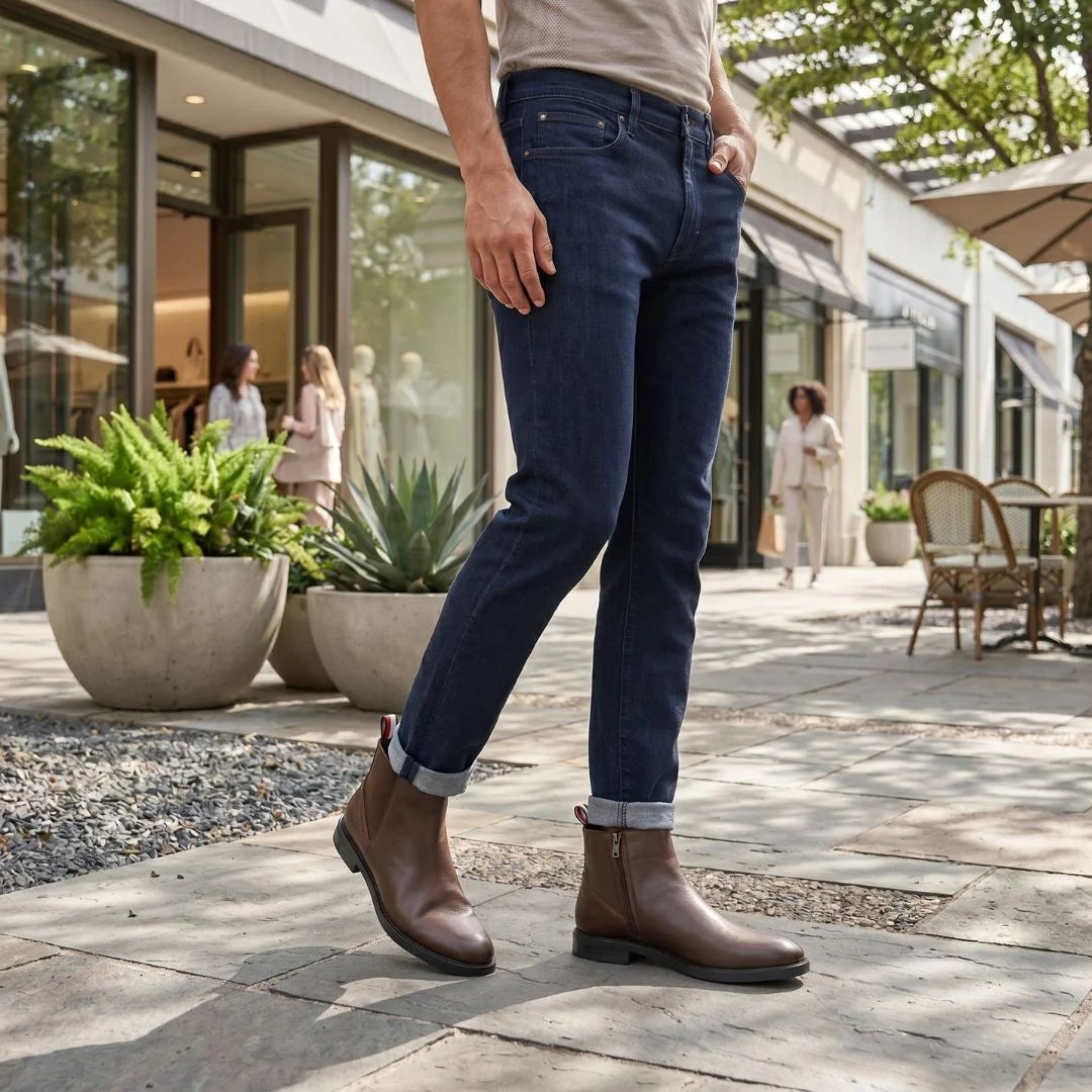 Tommy Hilfiger Leather Warm Lined Zip-Up Chelsea Boots Men - BRN