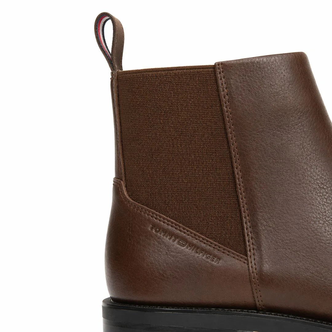 Tommy Hilfiger Leather Warm Lined Zip-Up Chelsea Boots Men - BRN