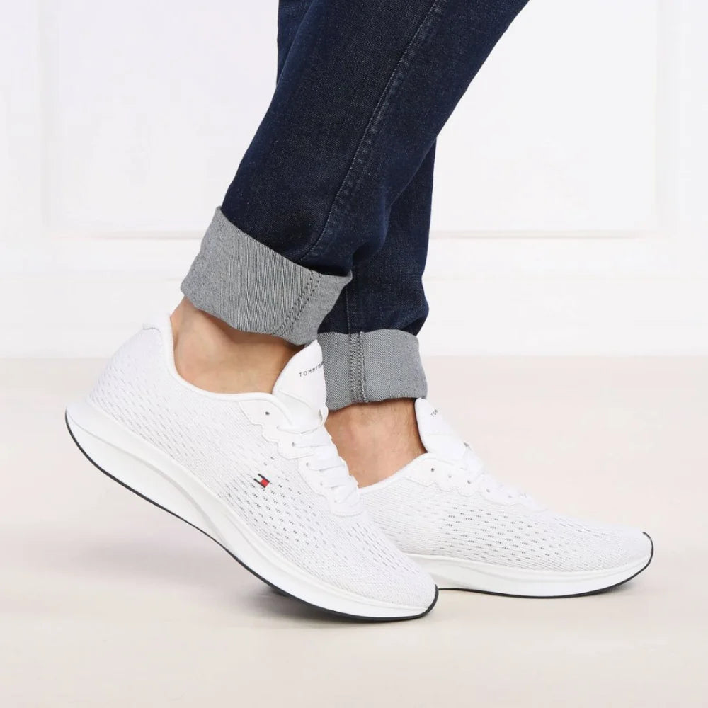 Tommy Hilfiger Lightweight Runner Knit Flag Men FM0FM04563-WHT - Shoes
