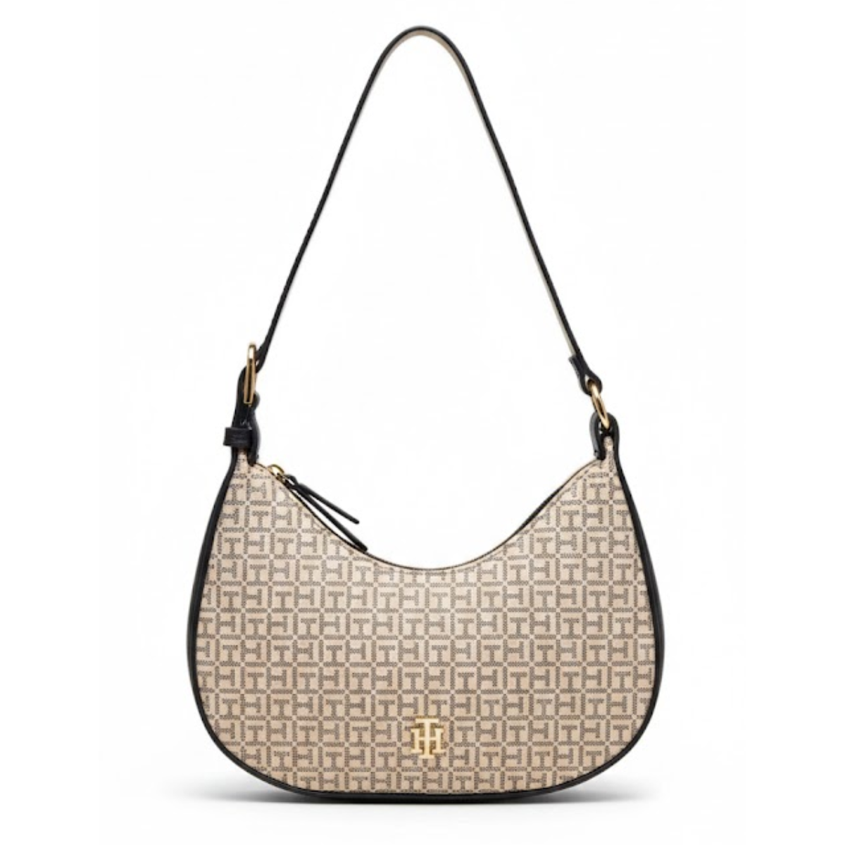 Tommy Hilfiger Logo Pvc Sling Shoulder Bag Women - BEGBLK - Beige-Black