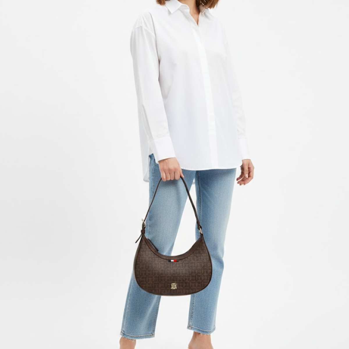 Tommy Hilfiger Logo Pvc Sling Shoulder Bag Women - BRN - Brown