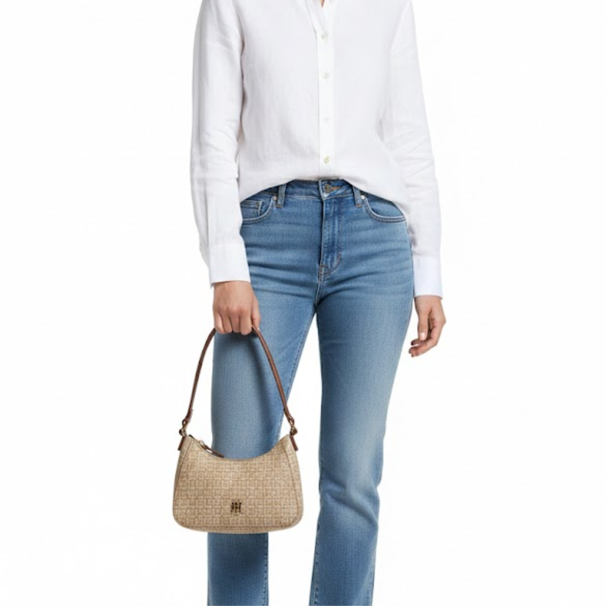 Tommy Hilfiger Logo Pvc Sling Small Shoulder Bag Women - BEG - Beige