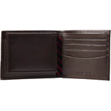 Tommy Hilfiger Men’s Leather Wallet Bifold Hybrid Flip Pocket Brown - Brown - Accessories