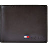 Tommy Hilfiger Men’s Leather Wallet Bifold Hybrid Flip Pocket Brown - Brown - Accessories