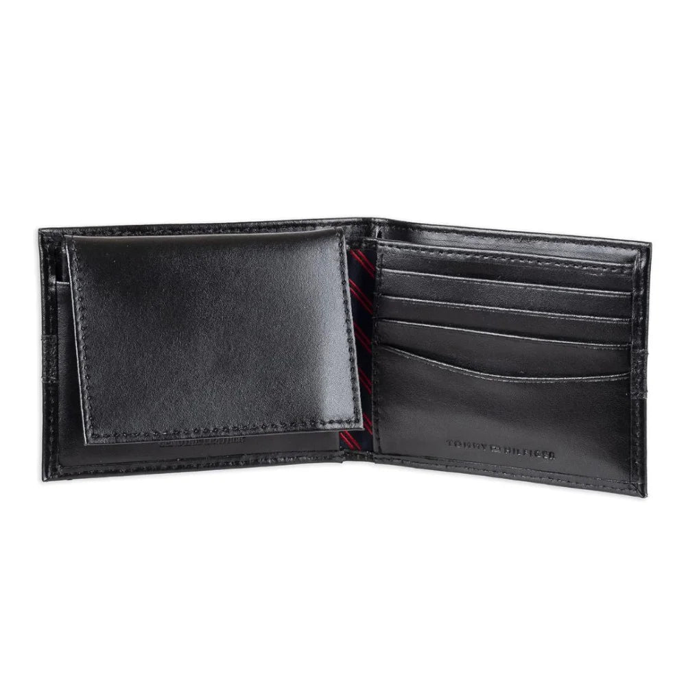 Tommy Hilfiger Men’s Leather Wallet Slim Bifold Black - Black - Accessories