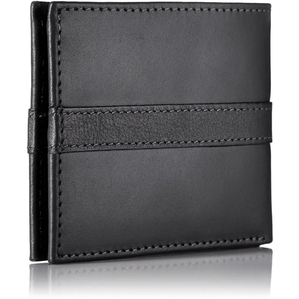 Tommy Hilfiger Men’s Leather Wallet Slim Bifold Black - Black - Accessories