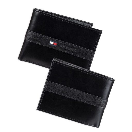 Tommy Hilfiger Men’s Leather Wallet Slim Bifold Black - Black - Accessories