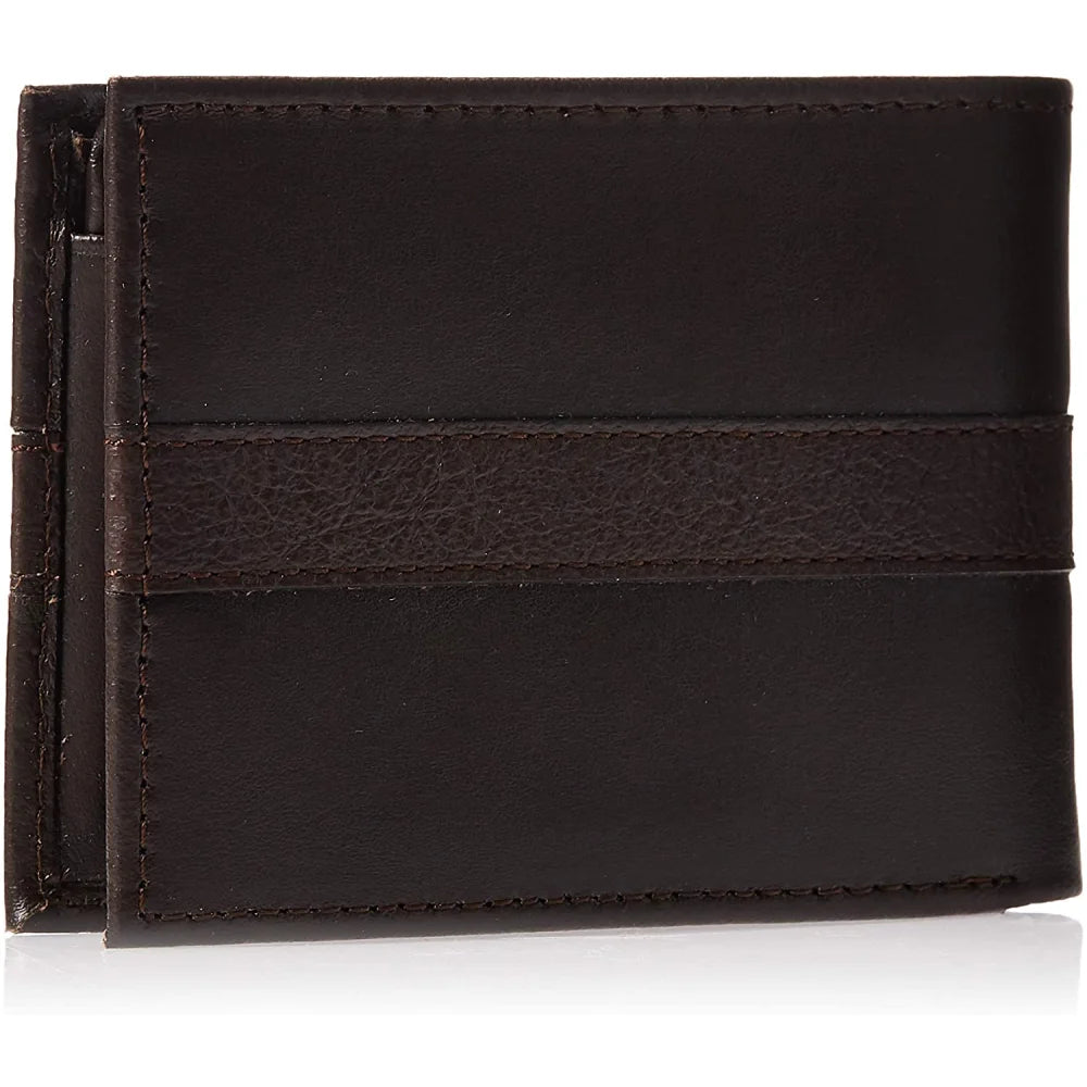 Tommy Hilfiger Men’s Leather Wallet Slim Bifold Brown - Brown - Accessories