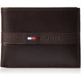 Tommy Hilfiger Men’s Leather Wallet Slim Bifold Brown - Brown - Accessories