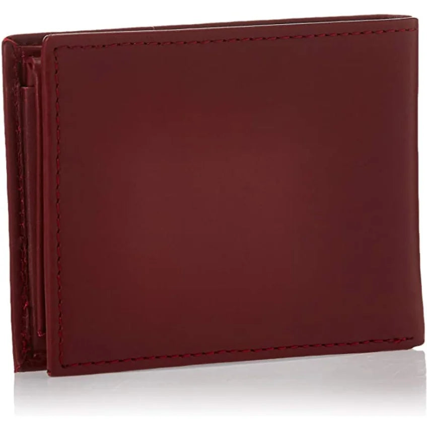 Tommy Hilfiger Men’s Leather Wallet Slim Bifold Deep Red - Deep Red - Accessories