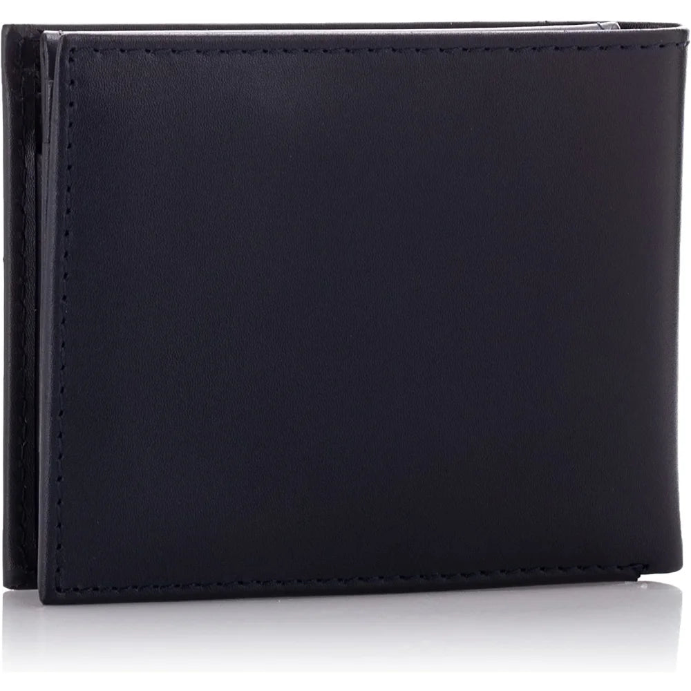 Tommy Hilfiger Men’s Leather Wallet Slim Bifold Navy - Navy - Accessories