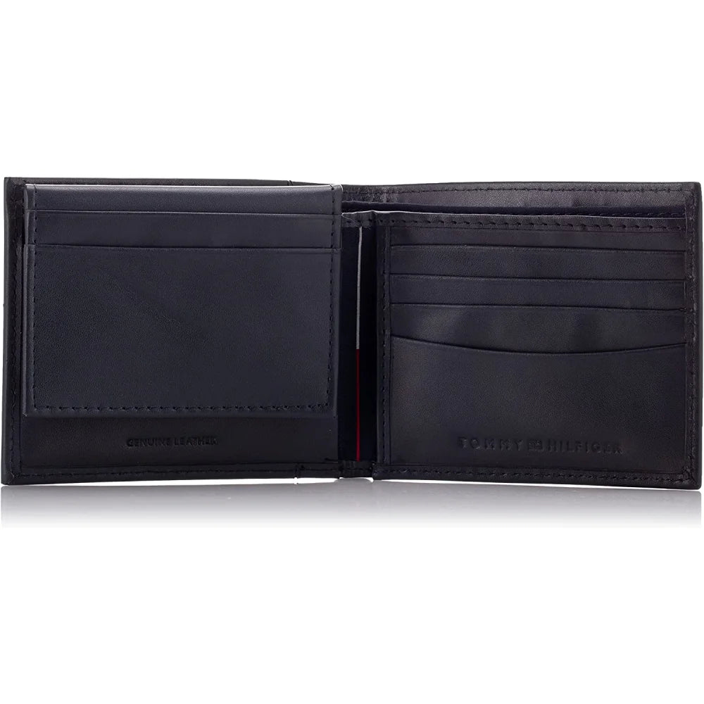 Tommy Hilfiger Men’s Leather Wallet Slim Bifold Navy - Navy - Accessories