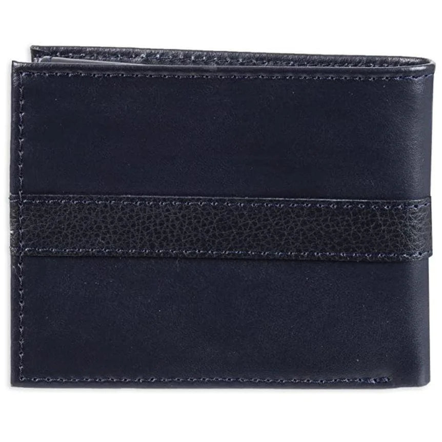 Tommy Hilfiger Men’s Leather Wallet Slim Bifold Navy - Navy - Accessories