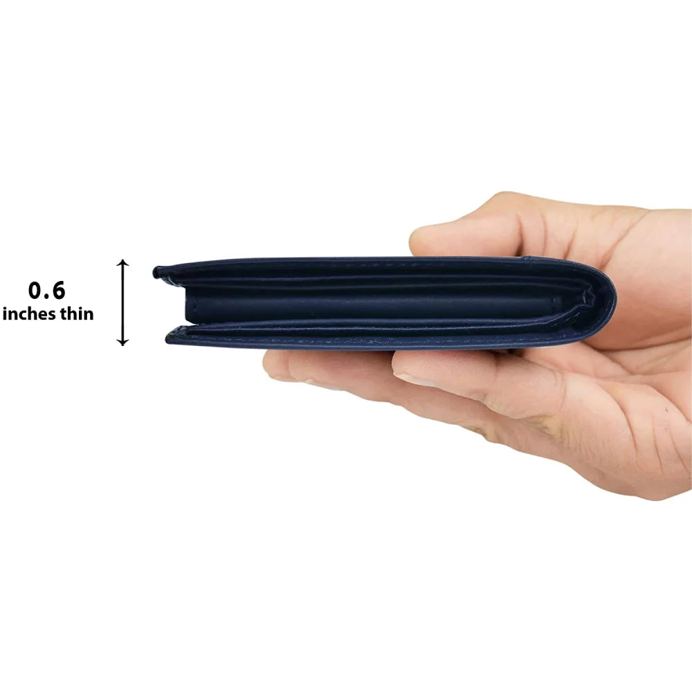 Tommy Hilfiger Men’s Leather Wallet Slim Bifold Navy - Navy - Accessories