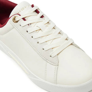Tommy Hilfiger Metallic Leather Court Trainers FW0FW08123-WHTRED