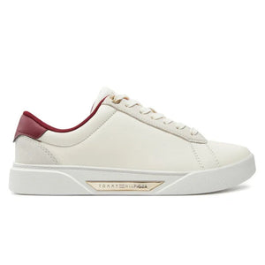 Tommy Hilfiger Metallic Leather Court Trainers FW0FW08123-WHTRED - White / 39