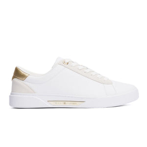 Tommy Hilfiger Metallic Leather Court Trainers FW0FW08382-WHTGLD - White / 40