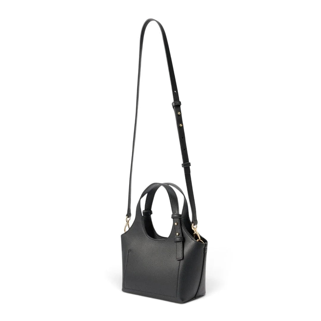 Tommy Hilfiger Metallic Logo Pebbled Mini Tote Bag - BLK - Black